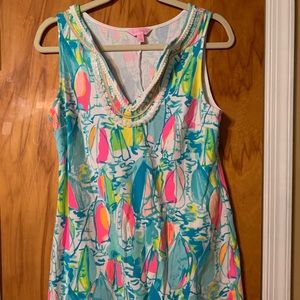 Lilly Pulitzer Harper Beach And Bae Sailboat French Terry Jersey Shift Dress